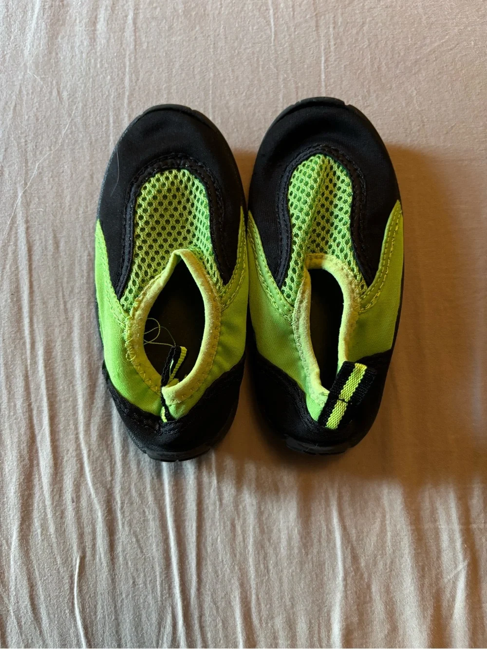 Kids Neon Green and Black Slip-On Water Shoes